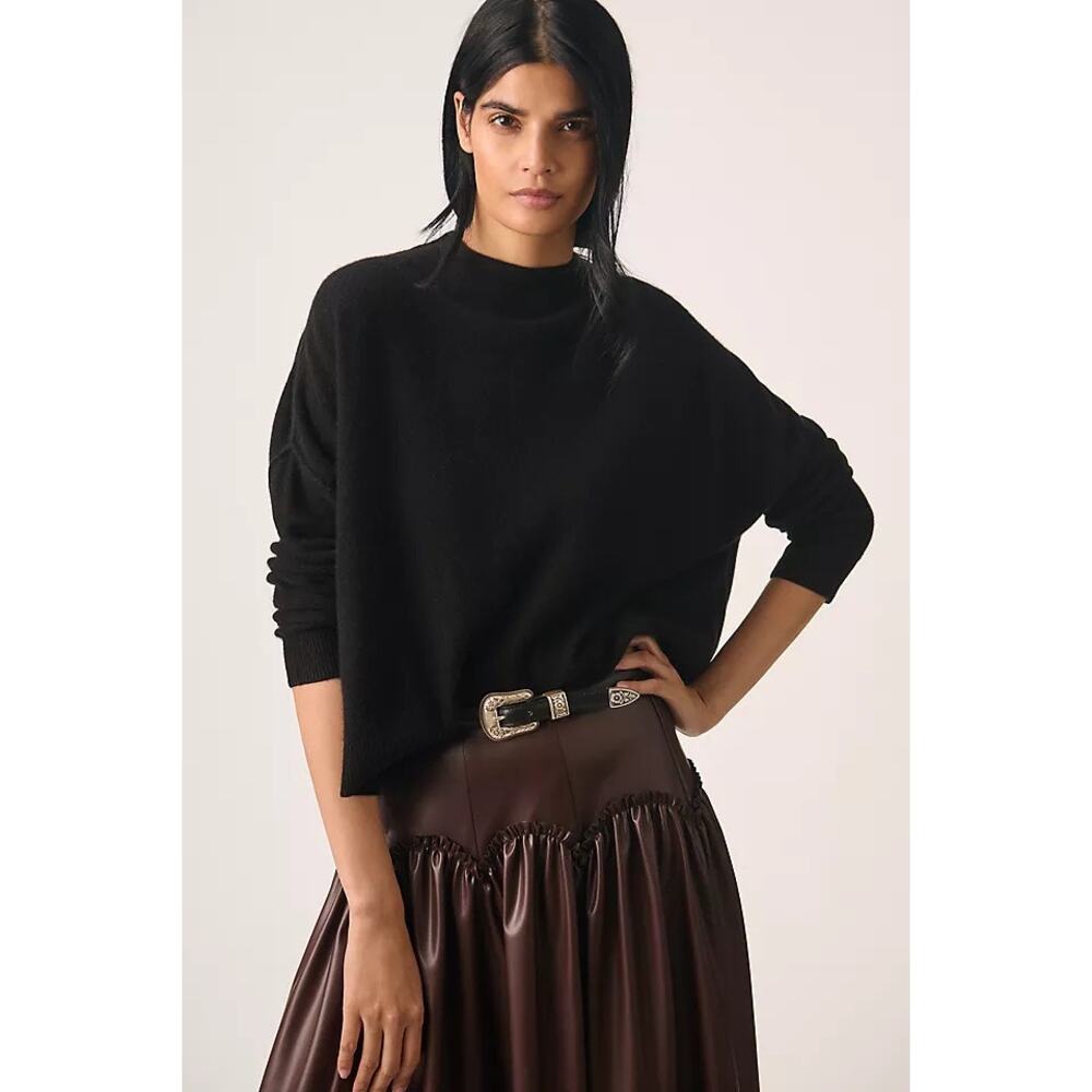 Pilcro 100% Cashmere Alani Mockneck Sweater in Black Size XL Anthropologie